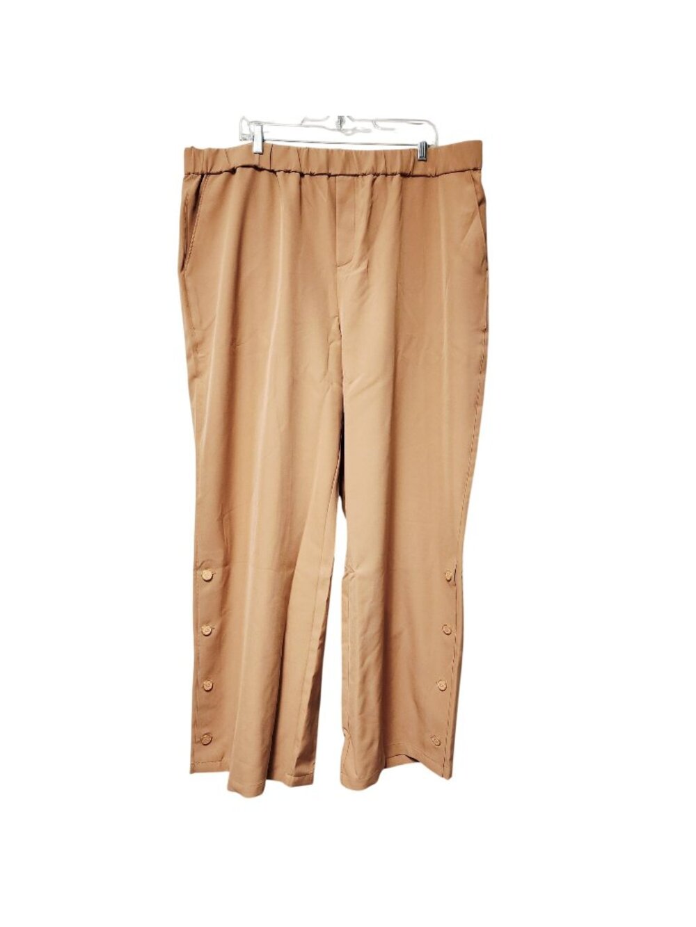 By Giuliana Black Label Beige Button-Detail Pants 2X Womens Stretch Waist